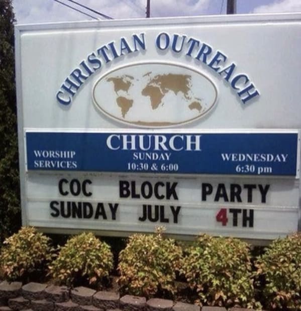 church signs funny - cdc block party