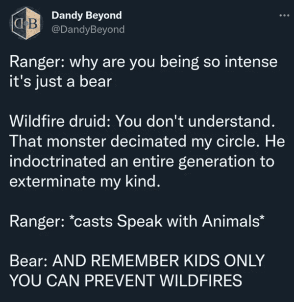 funny dnd meme - casts speak with animals