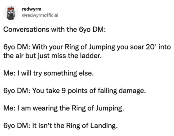 funny dnd meme - ring of jumping
