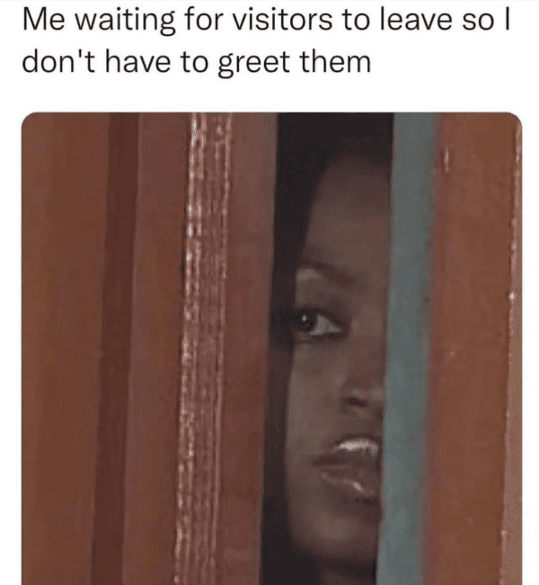 funny introvert memes - greeting guests
