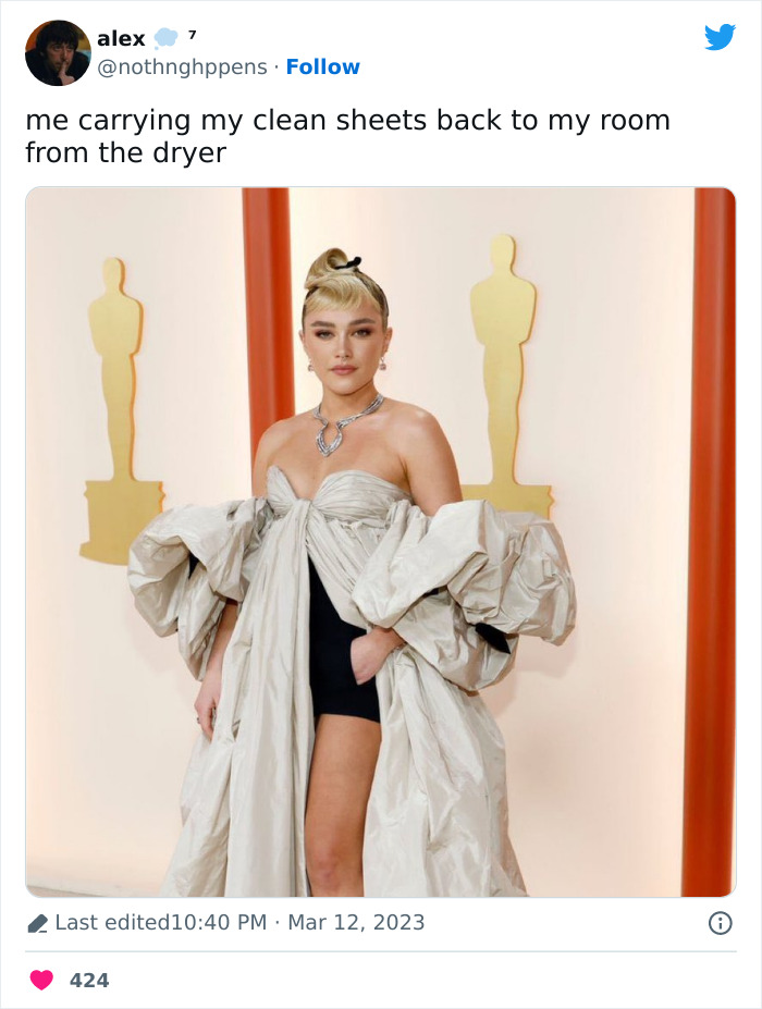 oscars memes 2023 - florence pugh dress