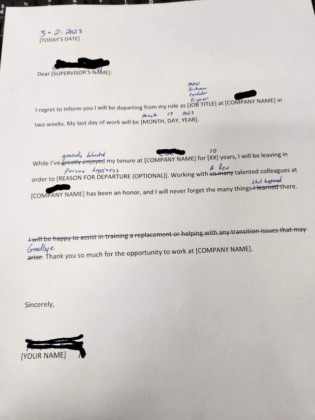 funny resignation letter 