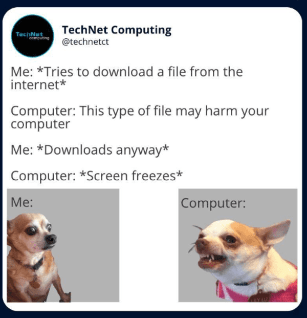 tech meme - this type of file may harm your computer