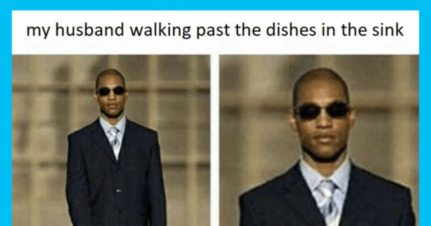 blind husband walking past dieshes - husband memes thumb