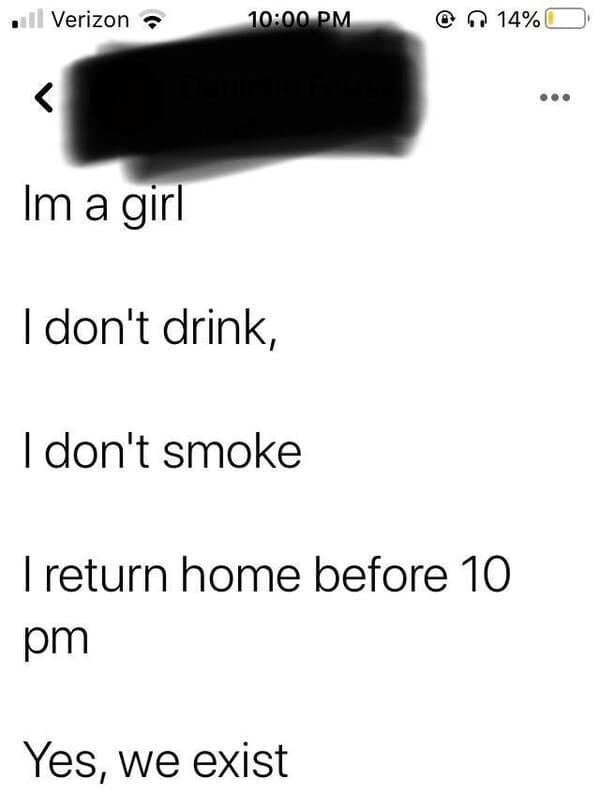I'm not like the other girls meme - don't drink don't smoke