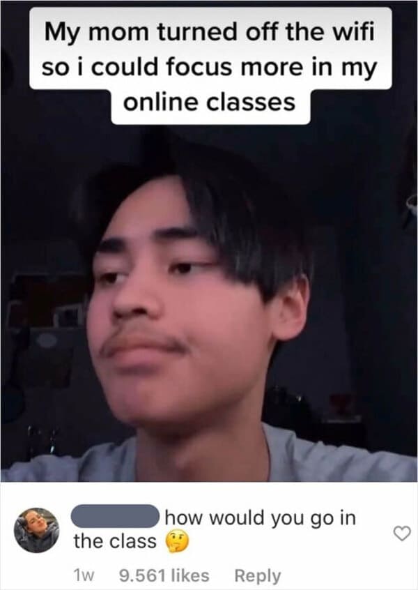 missed the joke meme - no wifi online classes