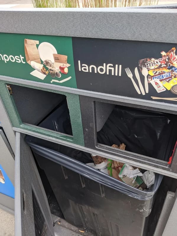 not my job - garbage and recycling same bin