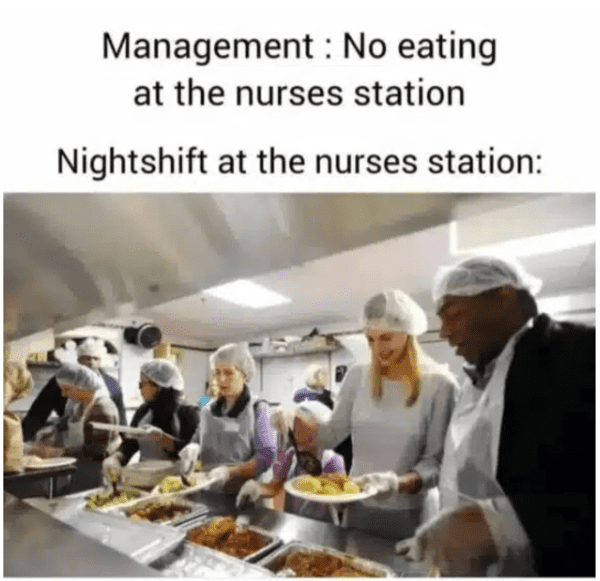 nursing memes - eating at station