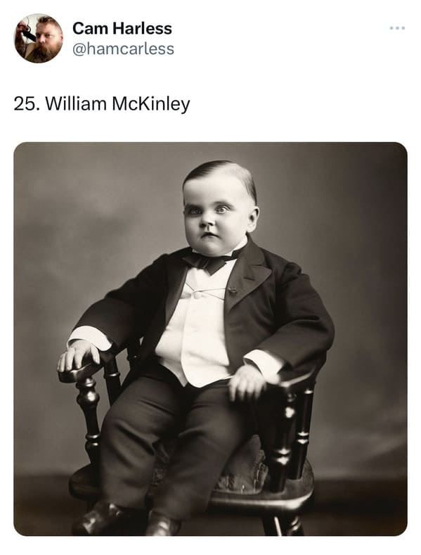 presidents as elderly babies - ai presidents - William mckinley