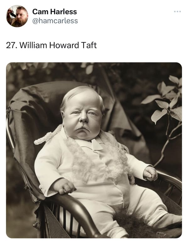 presidents as elderly babies - ai presidents - William howard taft