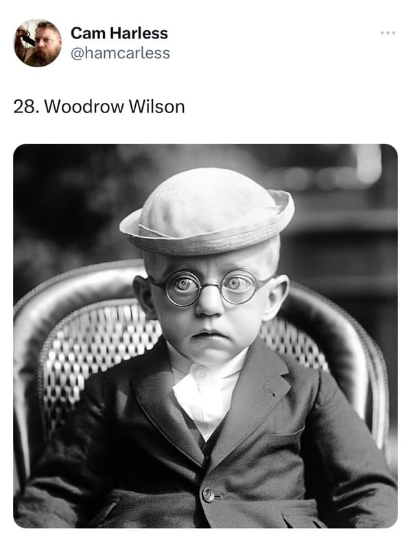 presidents as elderly babies - ai presidents - woodrow wilson