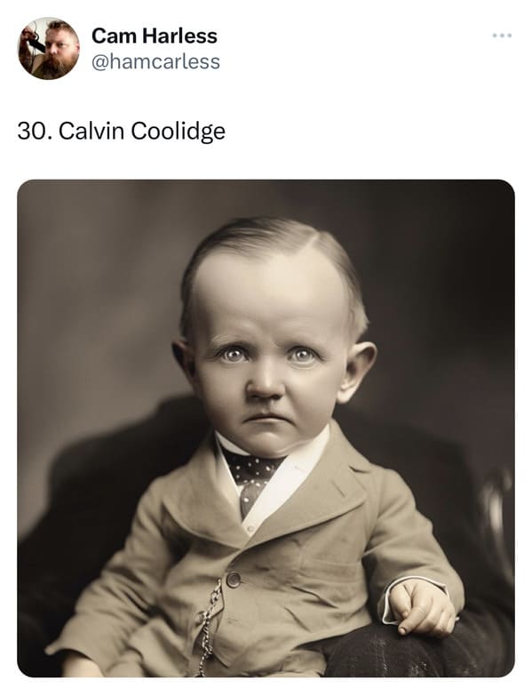 presidents as elderly babies - ai presidents - calvin coolidge