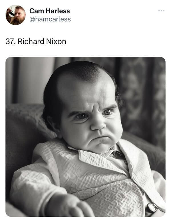 presidents as elderly babies - ai presidents - richard nixon
