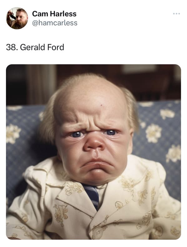 presidents as elderly babies - ai presidents - Gerald Ford