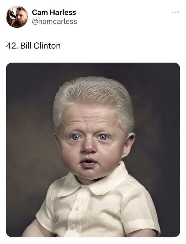 presidents as elderly babies - ai presidents - bill clinton