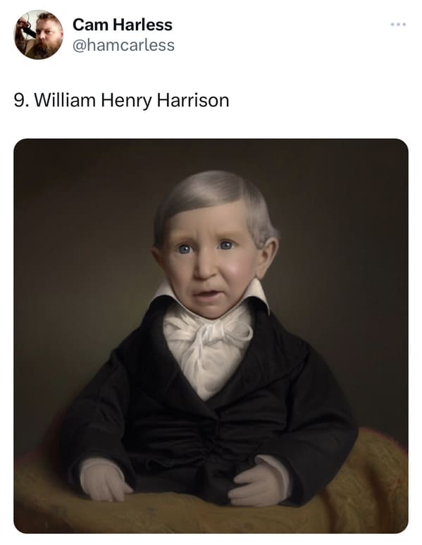 presidents as elderly babies - ai presidents - William henry harrison