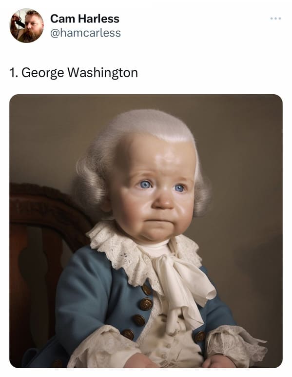 presidents as elderly babies - ai presidents - George Washington