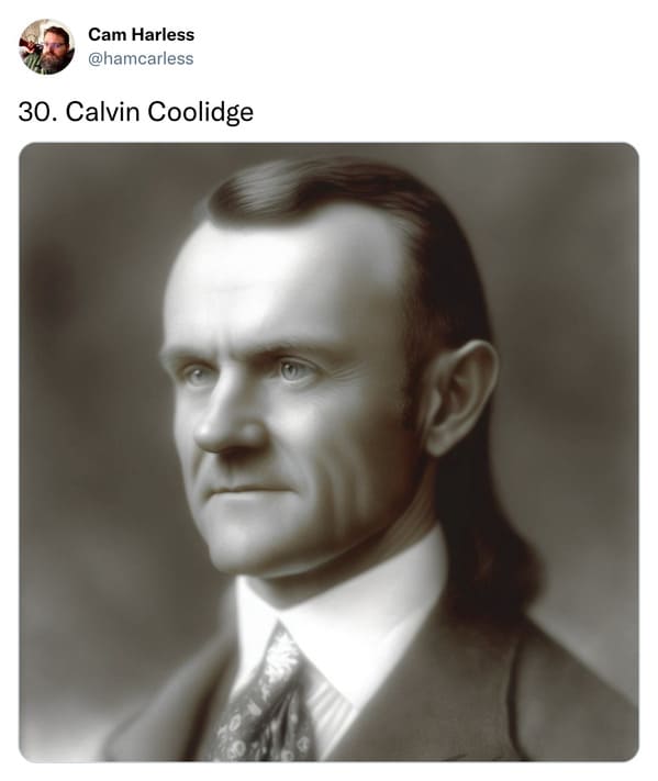 presidents with mullets funny - calvin coolidge