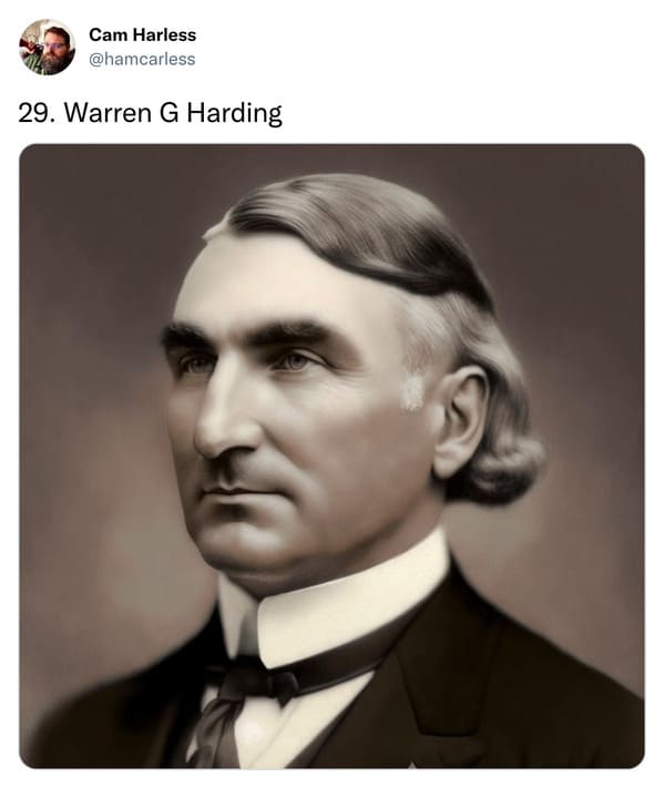 presidents with mullets funny - warren g harding