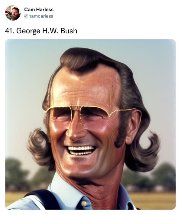 presidents with mullets funny - george bush
