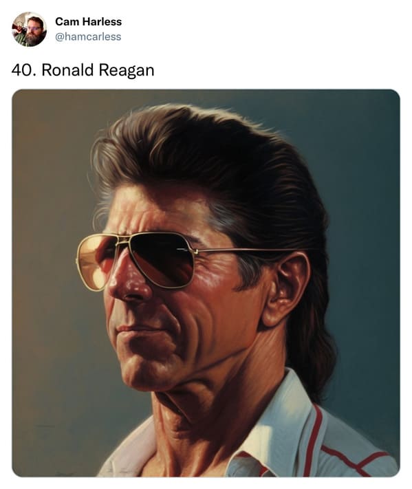 presidents with mullets funny - ronald reagan