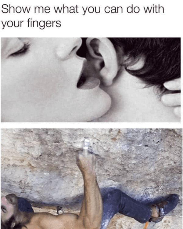 rock climbing memes - what those fingers do