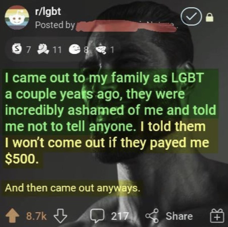 asshole tax - came out to my family as LGBT