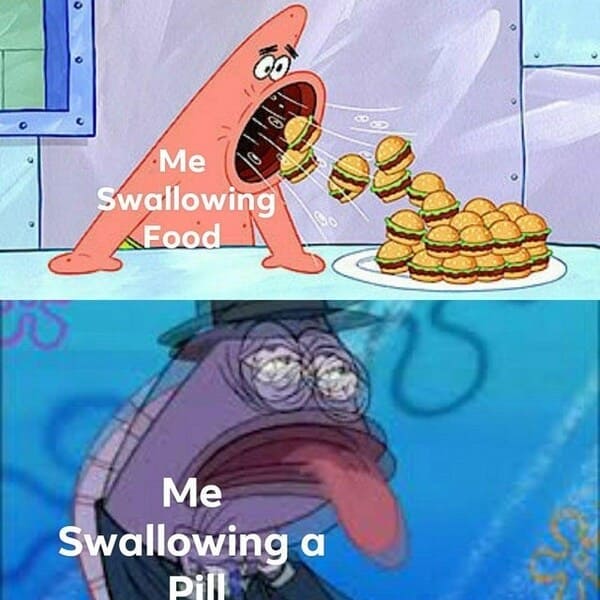 spongebob memes - swallowing a pill