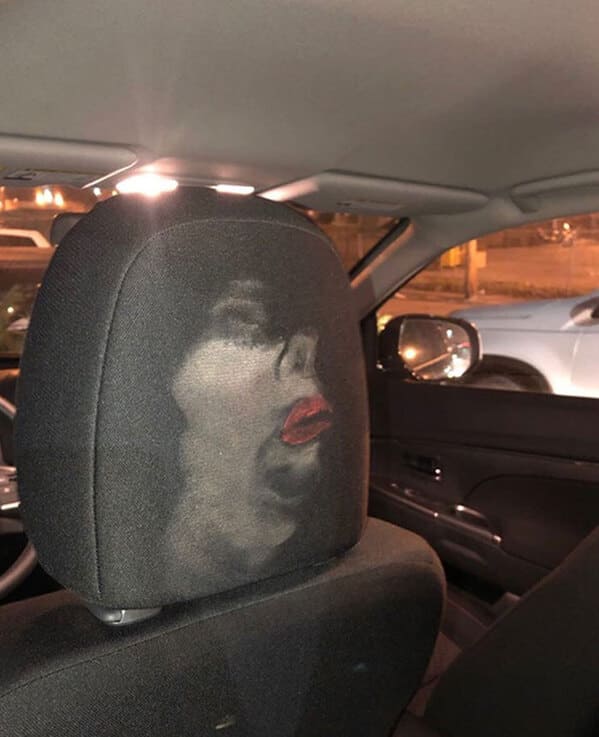 there was an attempt - makeup imprint on headrest uber