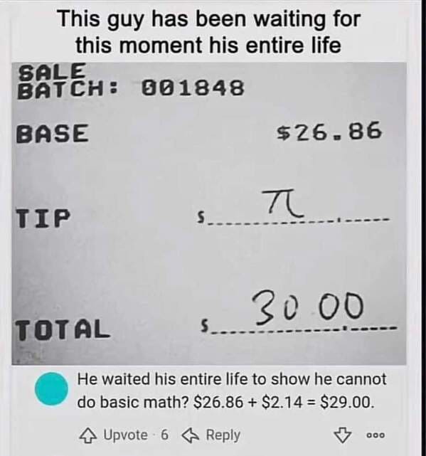 there was an attempt - tip on the receipt pie symbol