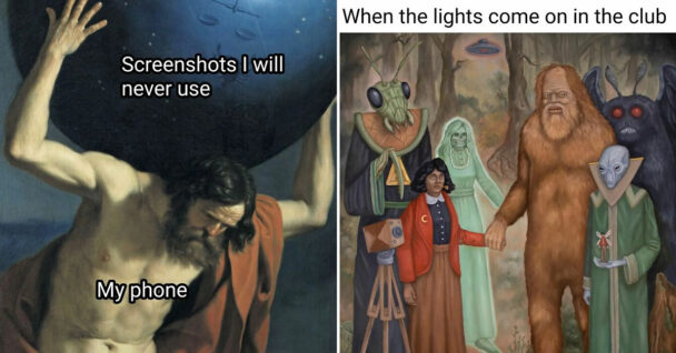 classical art memes - screenshots i will never use my phone - when the lights come on at the club