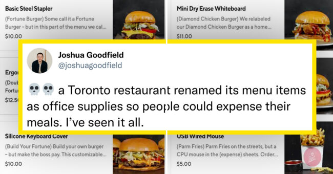Restaurant Renames Menu Items To Office Supplies So People Can Expense ...
