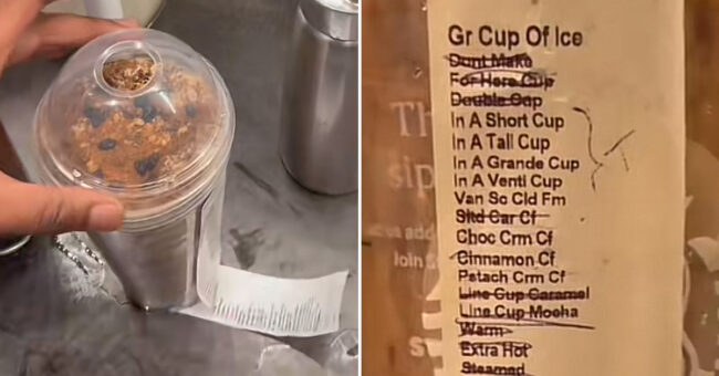 Viral Tiktok Shows Starbucks Customers Incredibly Long Drink Order Which Wont Fit On The Cup 