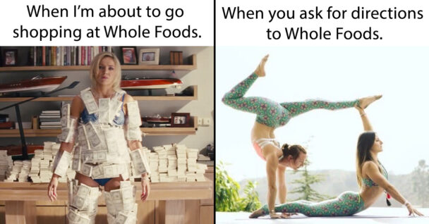 whole foods memes - Margot Robbie wolf of wall street when I'm about to go shopping at whole foods - yoga ask for directions to whole foods