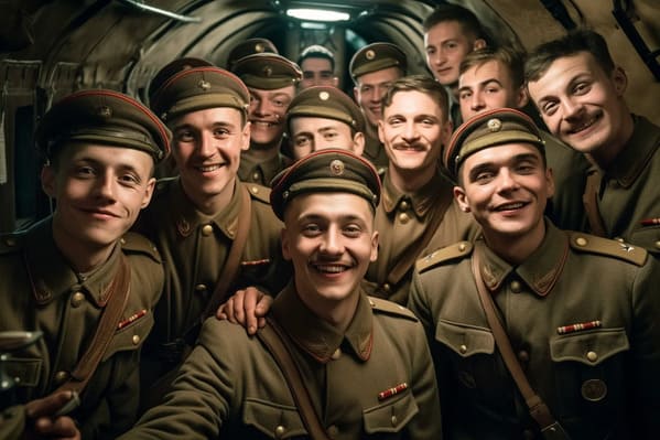 time period selfies - soviet union soldiers - midjourney ai art