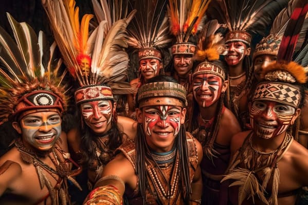 time period selfies - aztec warriors - midjourney ai art