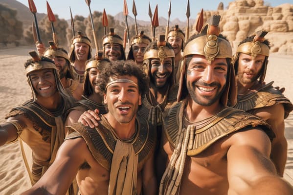 time period selfies - egyptian warriors - midjourney ai art