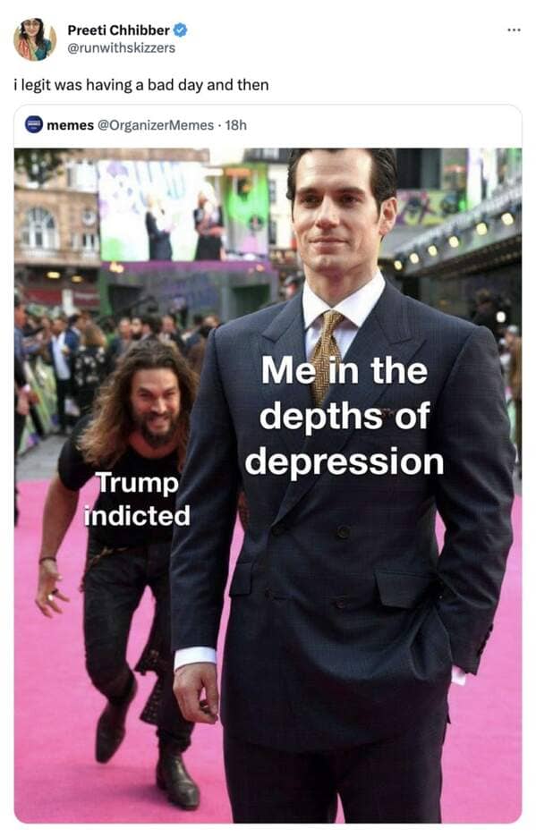 trump indictment memes - trump indicted me in depths of depression 