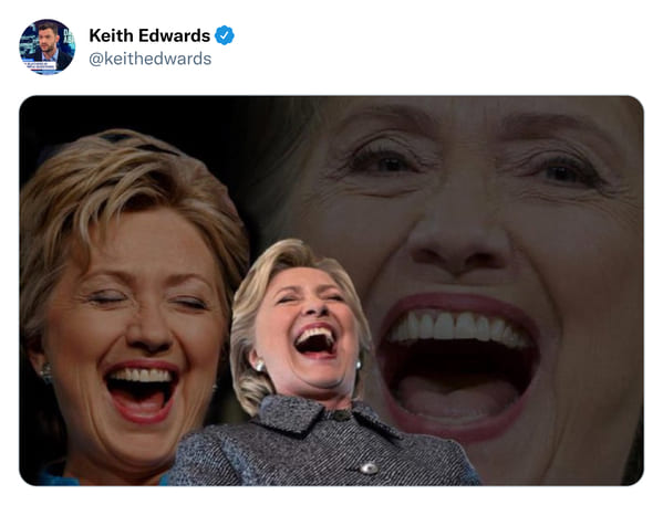 trump indictment memes - hillary clinton laughing