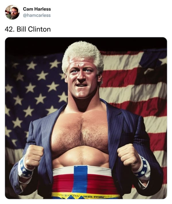 presidents as professional wrestlers - bill clinton