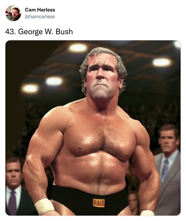 presidents as professional wrestlers - george w bush