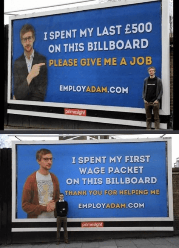 blessed images - give me a job billboard