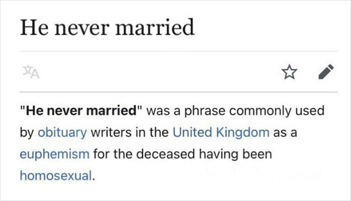 depths of wikipedia - he never married