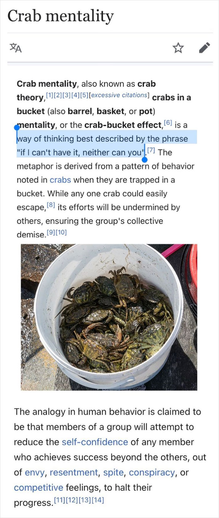 depths of wikipedia - if I can't have it, neither can you crabs