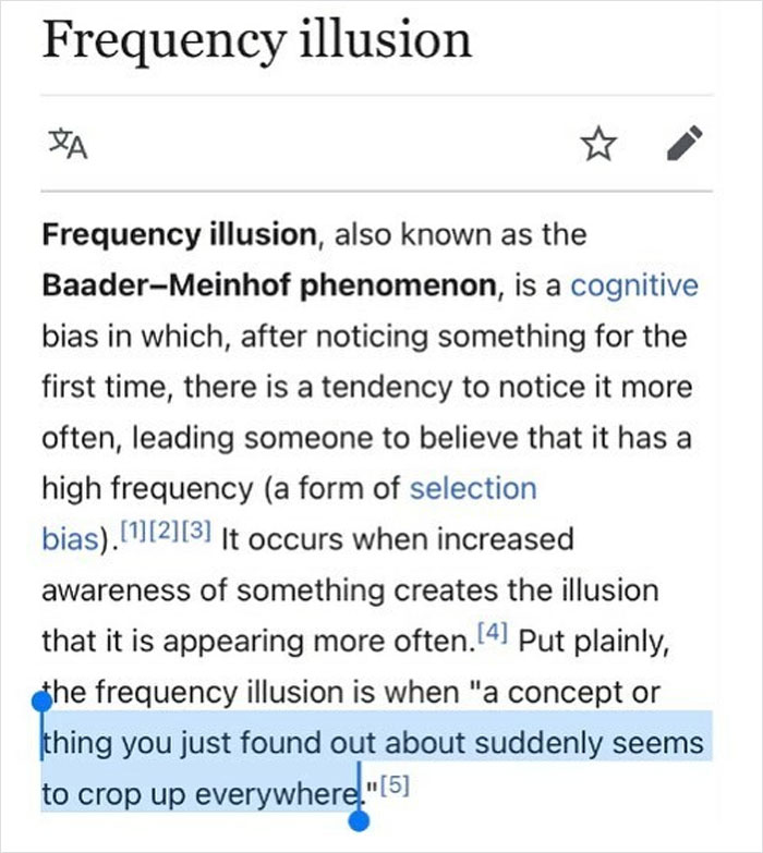 depths of wikipedia - frequency illusion