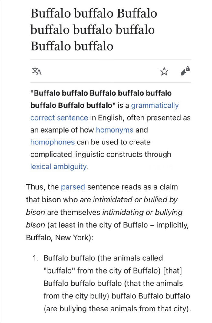 depths of wikipedia - buffalo buffalo buffalo