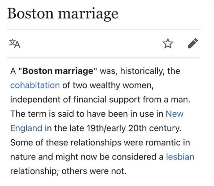 depths of wikipedia - boston marriage