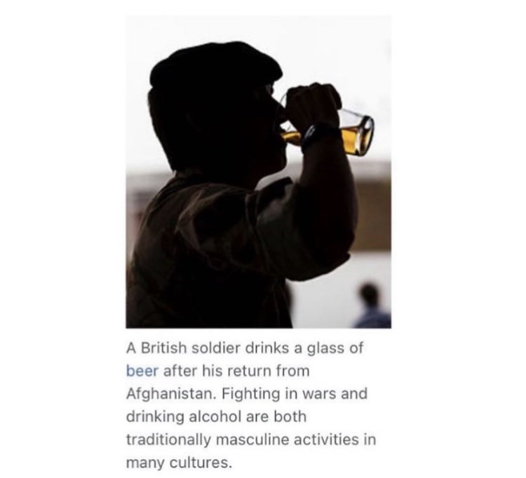 depths of wikipedia - drinking beer and going to war are manly activities