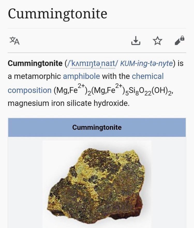 depths of wikipedia - cummingtonite