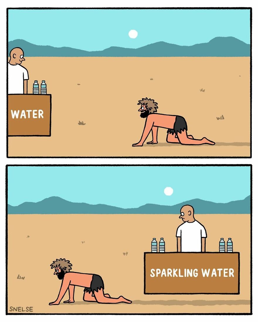 dry humor dark sarcasm comic from steve nelson - sparkling water